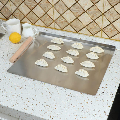 TMEEIHNSS Set (50/60/70/80cm) Large Stainless Steel Cutting Board | Non-Slip L-Shape Design | Dishwasher Safe Chopping