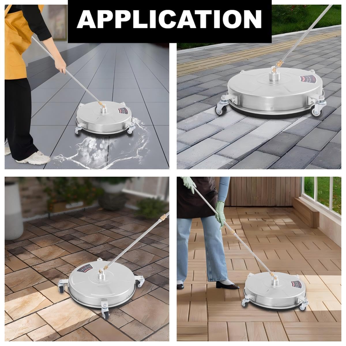 TRELVEX 18" Pressure Washer Surface Cleaner with 4 Wheels, 1/4" Quick Plug, Surface Cleaner for Pressure Washer Attachment for for Concrete, Patio, Sidewalk, Deck and Driveways, 5000 PSI