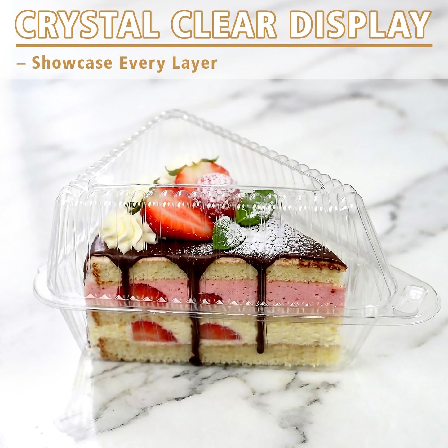 FORBFAN Cake Slice Container 150 Pack, 5 Inch Clear Disposable Bakery Box with Hinged Lid, Plastic Triangle Pie Slice Container for Cheesecake, To-Go & Takeout