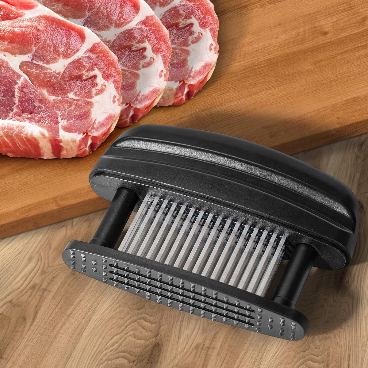Badelite Meat Tenderizer with 48 Stainless Steel Ultra Sharp Needle Blades Heavy Duty Cooking machine for Tenderizing Beef, Turkey, Chicken, Steak, Veal, Pork, Fish etc