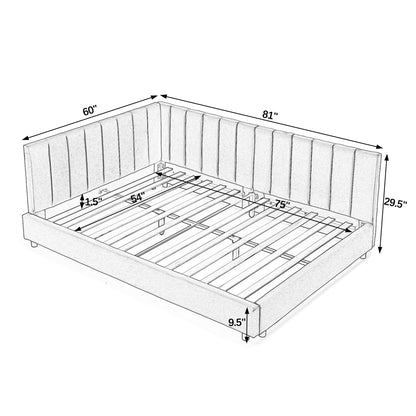 DNYN L-Shaped Velvet Daybed with Backrest and Armrest for Bedroom/Guest Room, Full Size Upholstered Sofabed Frame with Wooden Slats Support, No Box Spring Needed & Easy Assemble