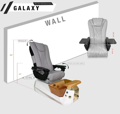 Galaxy Professional Nail Salon Furniture Set – Luxury Pedicure Spa Chair, Manicure Table & Technician Stools (Grey Set, Grey Table)
