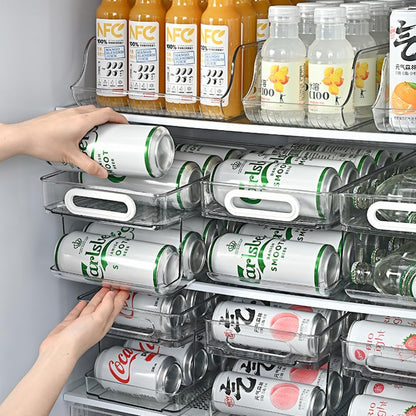 Upgrade 2-Tier Rolling Soda Can Storage Organizer, Tall Skinny Soda/Pop Cans Dispenser for Refrigerator, Plastic