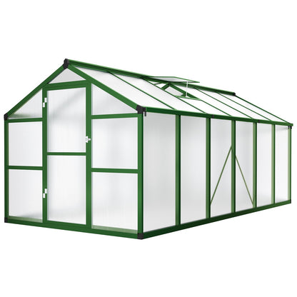 8x12 FT Greenhouse - Large Aluminum Greenhouses for Outdoors, Heavy Duty Polycarbonate Greenhouse with Roof Vent&Ground Nails, Walk-in Green Houses for Garden, Backyard, Patio, Easy Assembly
