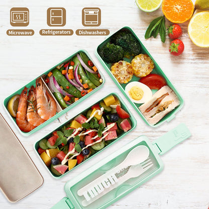 DearHomie Bento Box Upgrade Japanese Lunch Box Kit,3 Layer Stackable Leakproof Lunch Box Containers with Accessories,Wheat Straw Bento Lunch Box for Kids and Adults