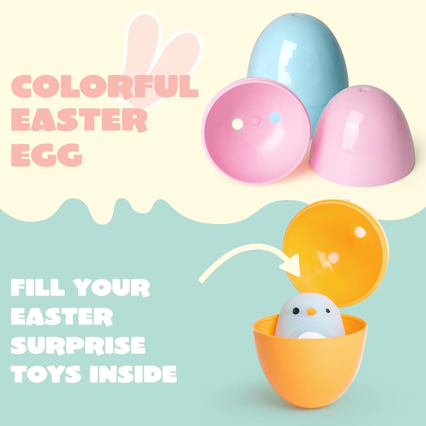 300PCS 2.3" JOYIN Pastel Easter Eggs, Empty Plastic Eggs, Colorful Plastic Eggshell Bulks for Easter Hunt, Filling