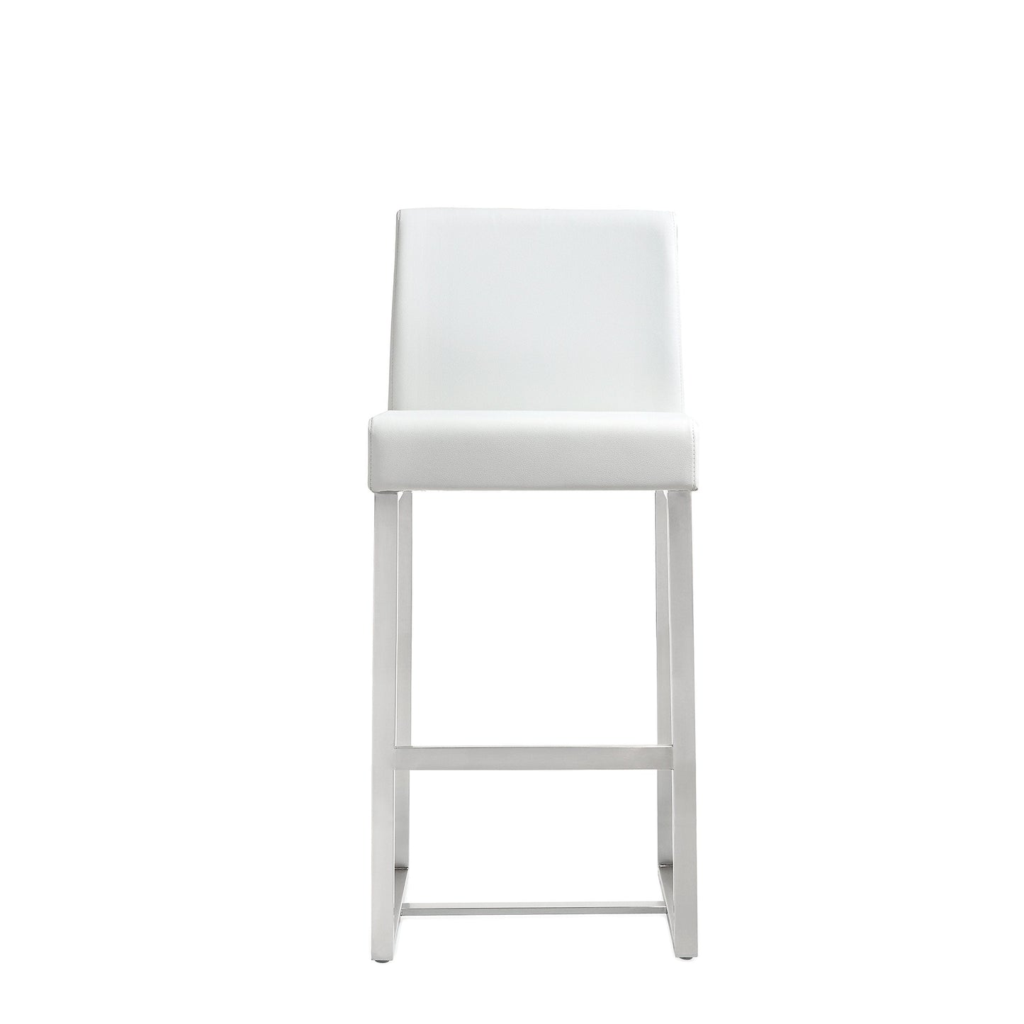 Tov Furniture Denmark White Performance Vegan Leather and Stainless Steel Counter Stool - Set of 2