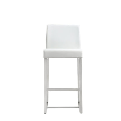 Tov Furniture Denmark White Performance Vegan Leather and Stainless Steel Counter Stool - Set of 2