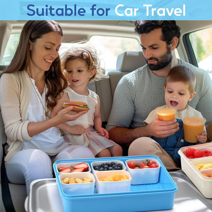 Snackle Box Container for Adults with 9 Compartment, Divided Serving Tray Snack Box Containers with Lid and Handle, Charcuterie Boxes Portable Snack Platter for Fruit Veggie Party Travel, Blue