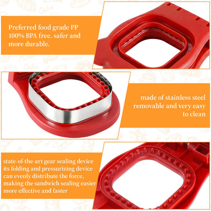 Uncrustable Sandwich Cutter, 2Pcs Uncrustable Sandwich Maker for Lunch,Square Gray and Round Red Crustless Breakfast Sandwich Cutter and Sealer Set,Great for Lunchbox