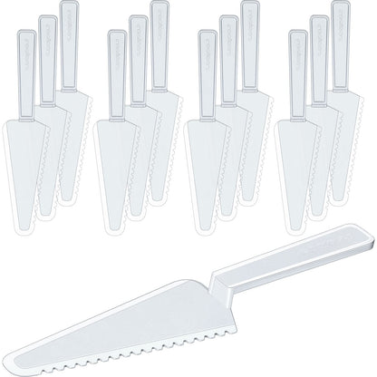 Suclain 50 Pieces Clear Disposable Cake Knife Bulk for Wedding Party 9.1 Inch Plastic Cake Server Cutting Plastic Spatula Knives Pie Pizza Pastry Slicer Serving Utensils for Kitchen