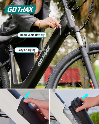 Gotrax 26" Electric Bike, Max Range 30Miles(Pedal-assist1) & 15.5/20Mph Power by 250/350W, 3 Riding Modes & Adjustable Seat, 7-Speed & Front Shock Absorber, Commuter Electric Bicycle for Adults, Black