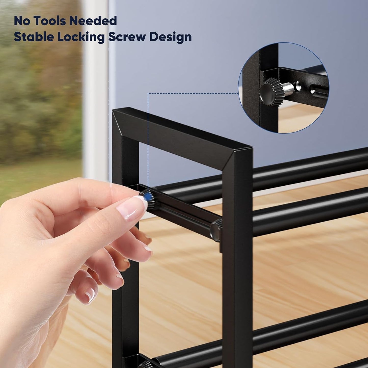 4-Tier Rack,17"-33" Closet,Metal Abiglifty Expandable Shoe Adjustable Shoe Rack for Shoes Shelves for Front Door