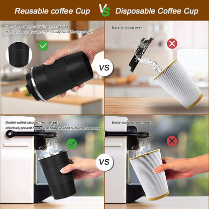 12 OZ) YINBAOGE Insulated Travel Coffee Mug, Spill & Leak Proof, Portable To Go Camping Stainless Steel Coffee Tumbler