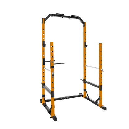 CAP Barbell Multi-Use Power Rack – Heavy-Duty Power Cage with Pull-Up Bar, Dip Handles, and J-Cup Catches – Strength Training Gym Rack for Home or Garage Gym | Orange