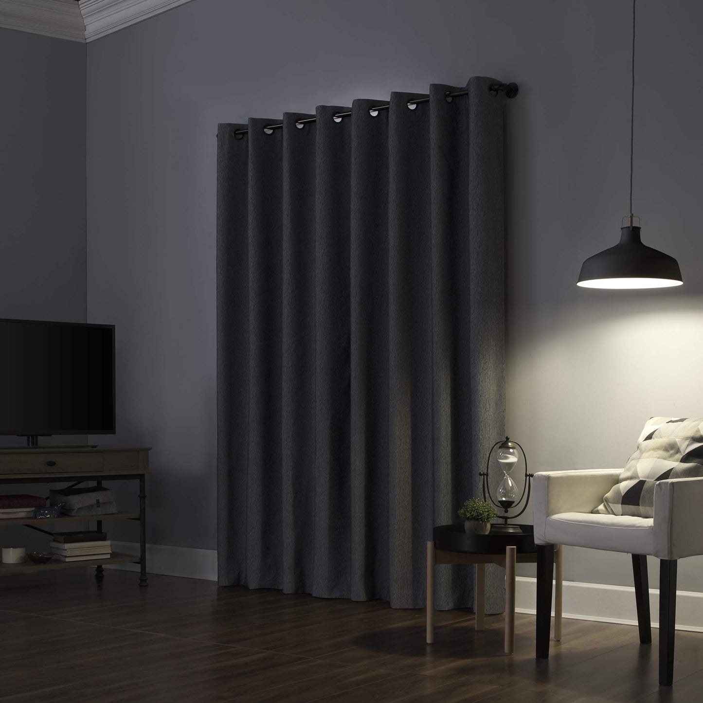 Sun Zero Noir Dimensional Thermal Extreme Total Blackout Grommet Curtain Panel, 52" x 84", Charcoal Gray