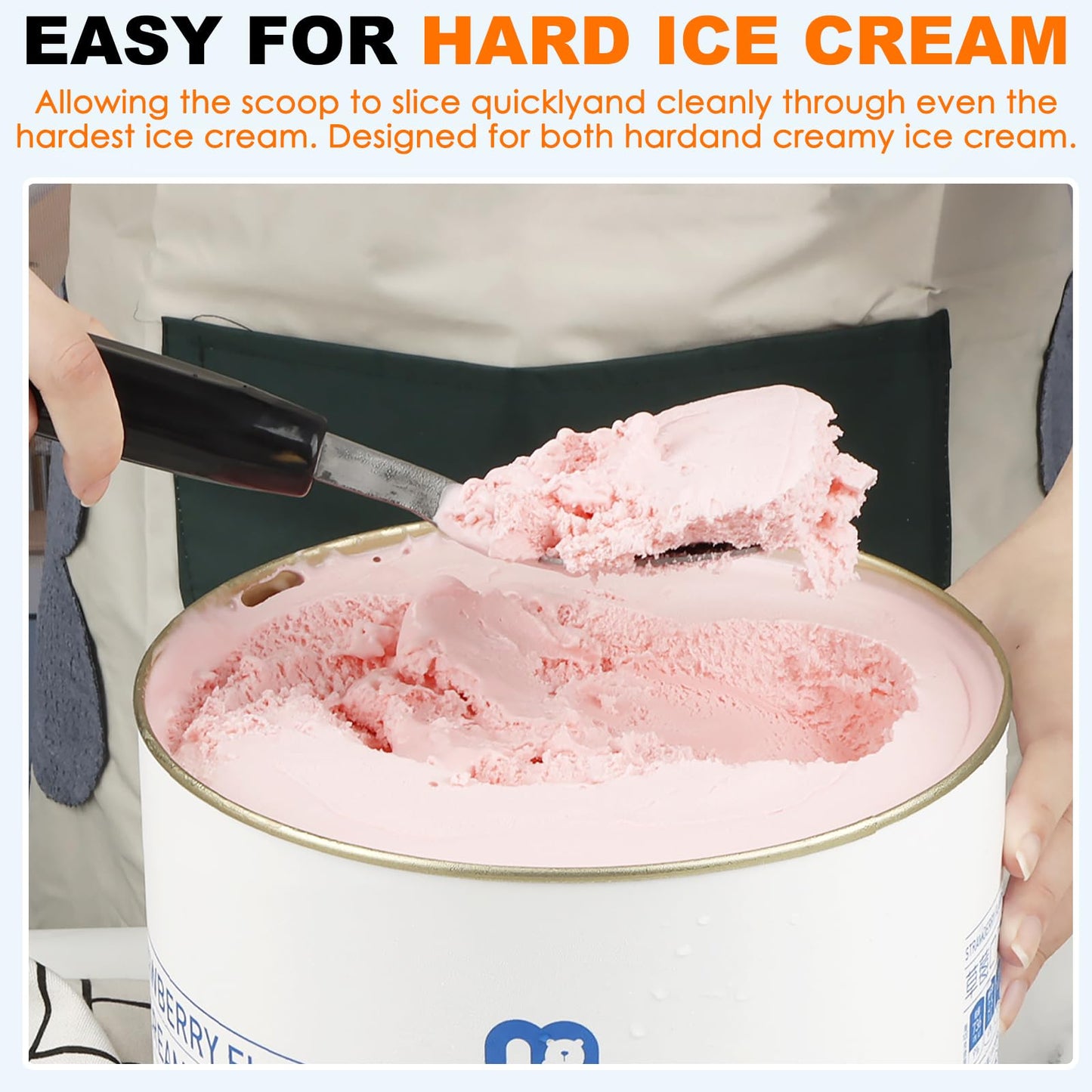 KAYCROWN 2 Pack Ice Cream Spade, Stainless Steel Ice Cream Spade Scoop with Non-Slip Handle for Hard or Creamy Ice Cream, Flat Ice Cream Paddle - Heavy Duty Strong, Durable Bend Proof, Dishwasher safe