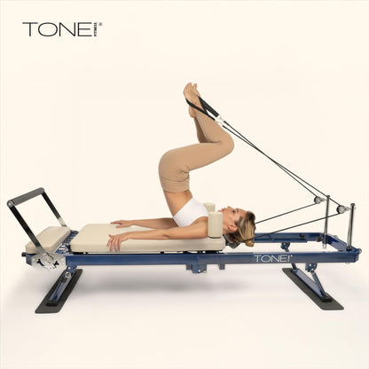 Tone Fitness Foldable Pilates Reformer – Portable Pilates Machine with Adjustable Resistance Bands, Smooth Glide Carriage & Full-Body At-Home Pilates Workout Equipment