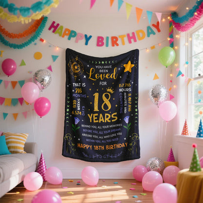 POQUSH 18th Birthday Gifts for Girls Blanket 60"x50", 18 Year Old Girl Birthday Gifts, Gifts for 18 Year Old Girl, 18th Birthday Decorations for Girls Blanket