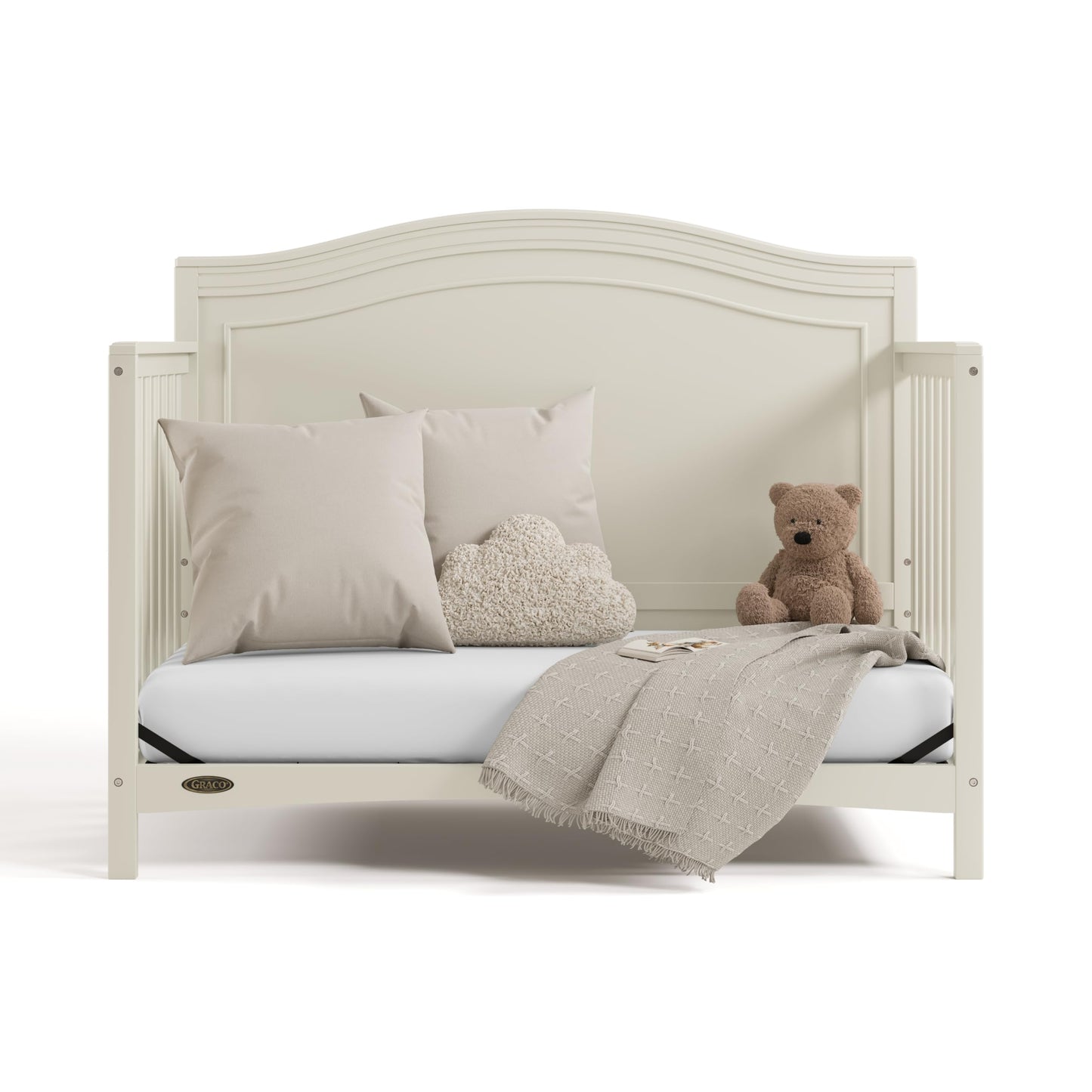 Graco Paris 4-in-1 Convertible Crib – GREENGUARD Gold Certified, Converts to Toddler Bed and Daybed, Fits Standard Full-Size Crib Mattress, Adjustable Mattress Support Base (Frosted Oat)