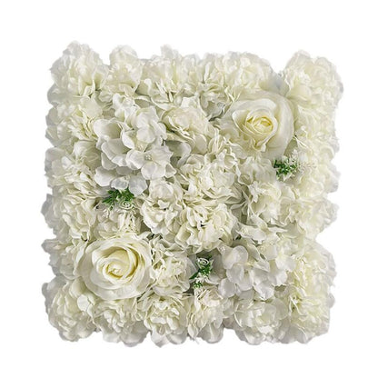 JIIPOREGJ Flower Wall Panel,Artificial Flower Wall Panels Silk Rose Panels for Wedding Party Wall Backdrop Decoration,White,12pcs