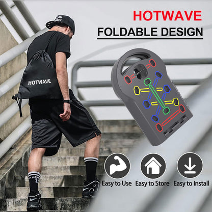 HOTWAVE Portable Exercise Equipment with 16 Gym Accessories.20 in 1 Push Up Board Fitness,Resistance Bands with Ab Roller Wheel,Full Body Workout at Home