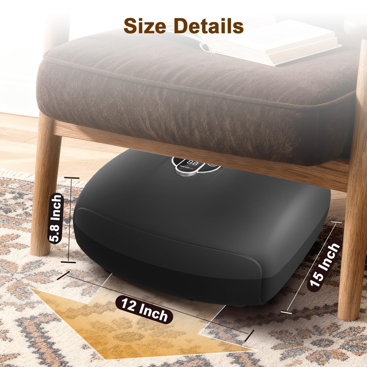 Shiatsu Foot Massager Machine with Heat : Deep Kneading Foot Massager with Vibration & Compression for Plantar Fasciitis & Neuropathy - for Women & Men,Relax for Home Office Use (Black)