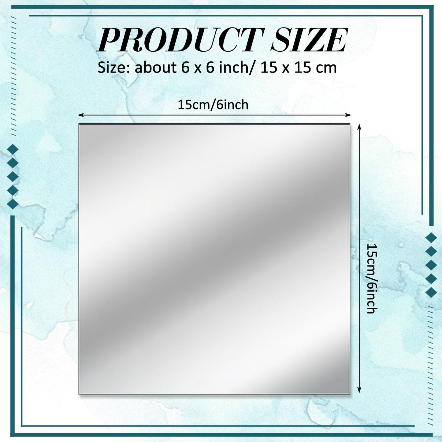Soaoo 30 Pcs Square Glass Mirror Tiles 6 Inch Square Mirror Mosaic Panels Glass Tile Craft for DIY Crafts Projects Supplies Decoration Centerpieces Home Wall Table Ceiling Decor