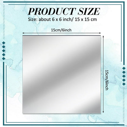 Soaoo 30 Pcs Square Glass Mirror Tiles 6 Inch Square Mirror Mosaic Panels Glass Tile Craft for DIY Crafts Projects Supplies Decoration Centerpieces Home Wall Table Ceiling Decor
