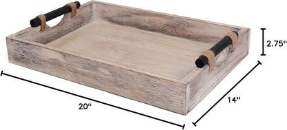 Rutledge & King Bethany Serving Tray - Ottoman Tray/Decorative Tray - Coffee Table Tray/Round Wooden Tray - Breakfast