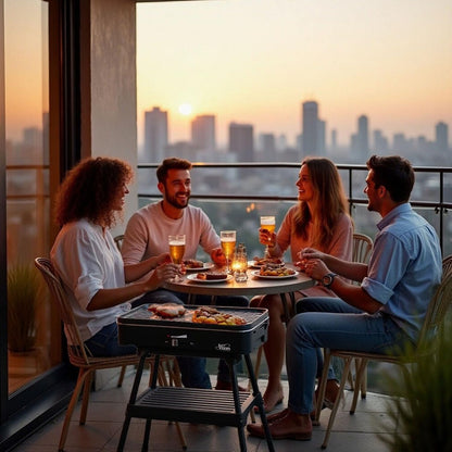 Artestia 1800W Electric Outdoor Grills with Lid Indoor Smokeless Grill for Balcony with Temperature Control Portable Removable Stand Grill for Cooking, BBQ Party, Family