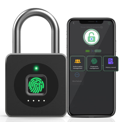 Pothunder Fingerprint Padlock, Fingerprint Lock with APP, Padlock with Keyless Biometric, Smart Padlock Waterproof Suitable for Gym, Locker, Gates, Fence and Storage, YL-P6BF