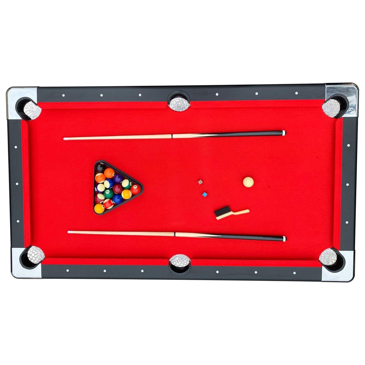 Hathaway Fairmont 6 Foot Folding Pool Table – Includes Full Set of Billiard Balls, Cues, Chalk, Triangle, and Carrying Bag – Portable Billiard Table with Red Felt, Black Finish