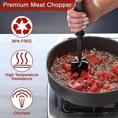 Skiennix Meat Chopper - 6-Piece Heat Resistant Hamburger Grinder & Non-Stick Mix Tool for Cooking