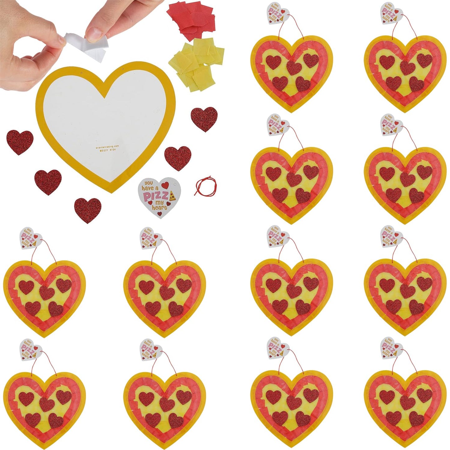 Valentine Heart Pizza Tissue Paper Craft Kit – 12 Sets - Perfect for Classroom Parties, After-School Activities & Valentine’s Day Fun