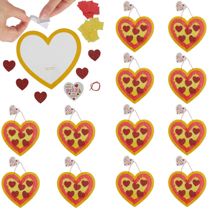 Valentine Heart Pizza Tissue Paper Craft Kit – 12 Sets - Perfect for Classroom Parties, After-School Activities & Valentine’s Day Fun