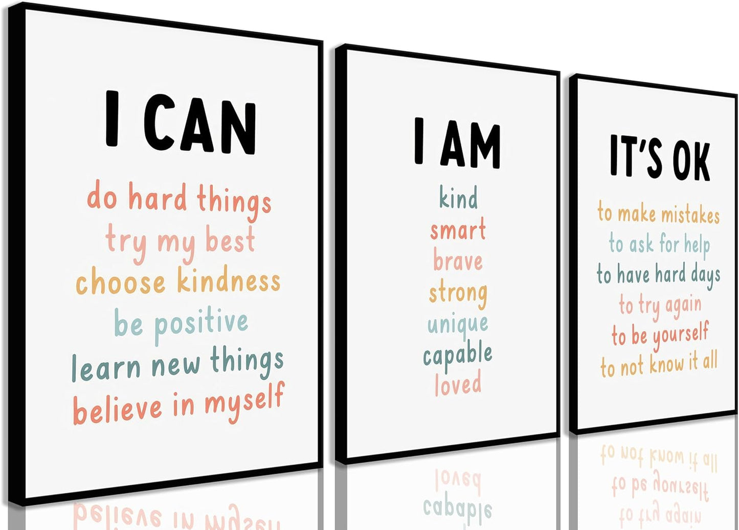 PPJ 3Pcs Affirmations For Kids Wall Art Nursery Wall Decor Daily Inspirational Quotes Prints Posters Kids Bedroom