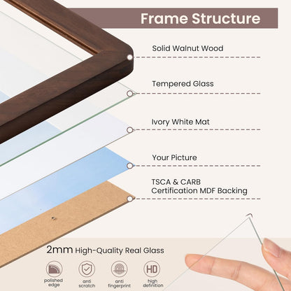 8x10 8 10 8''x10'' 5x7, 8 10 FLYJOE Picture Frame - Solid Walnut Wood x Photo Frame, Frame With Mat For Tabletop