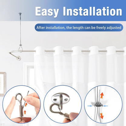2 Packs Ceiling Support for Closet Rod, Prevents Sagging, 60'' Adjustable Closet Rod Support Bracket, Stainless Steel Ceiling Support Assembly, Heavy Duty Wardrobe Pipe Bracket Rod Holder