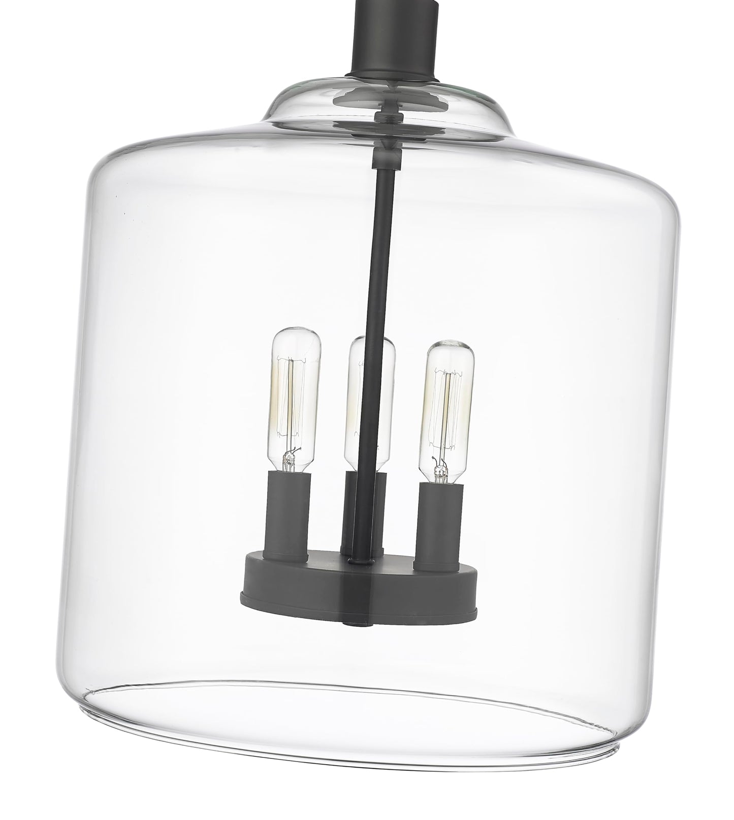 ML Lighting | Asheville Collection | 46933-MB | Metal 3-Light Pendant in Matte Black with Clear Glass Shade | Adjustable 3-Section Stem Design | Modern Design with an Heirloom Quality