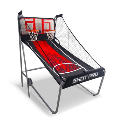 Hathaway Shot Pro Deluxe 81-In Dual Basketball Arcade Game for Home Game Room - With LED Electronic Scoring, Foldable Indoor Design, Heavy-Duty Steel Frame, 8 Game Modes, Pump & Hoops - Black Finish