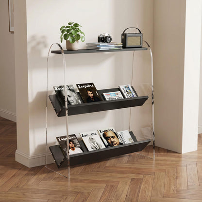 Vinyl Record Display And Storage Cabinet,3-tier Media Stand, Large-capacity Storage With Divided Compartments, Freestanding Display Stand For Turntables And Records Length 60 x Width 38 x Height 100