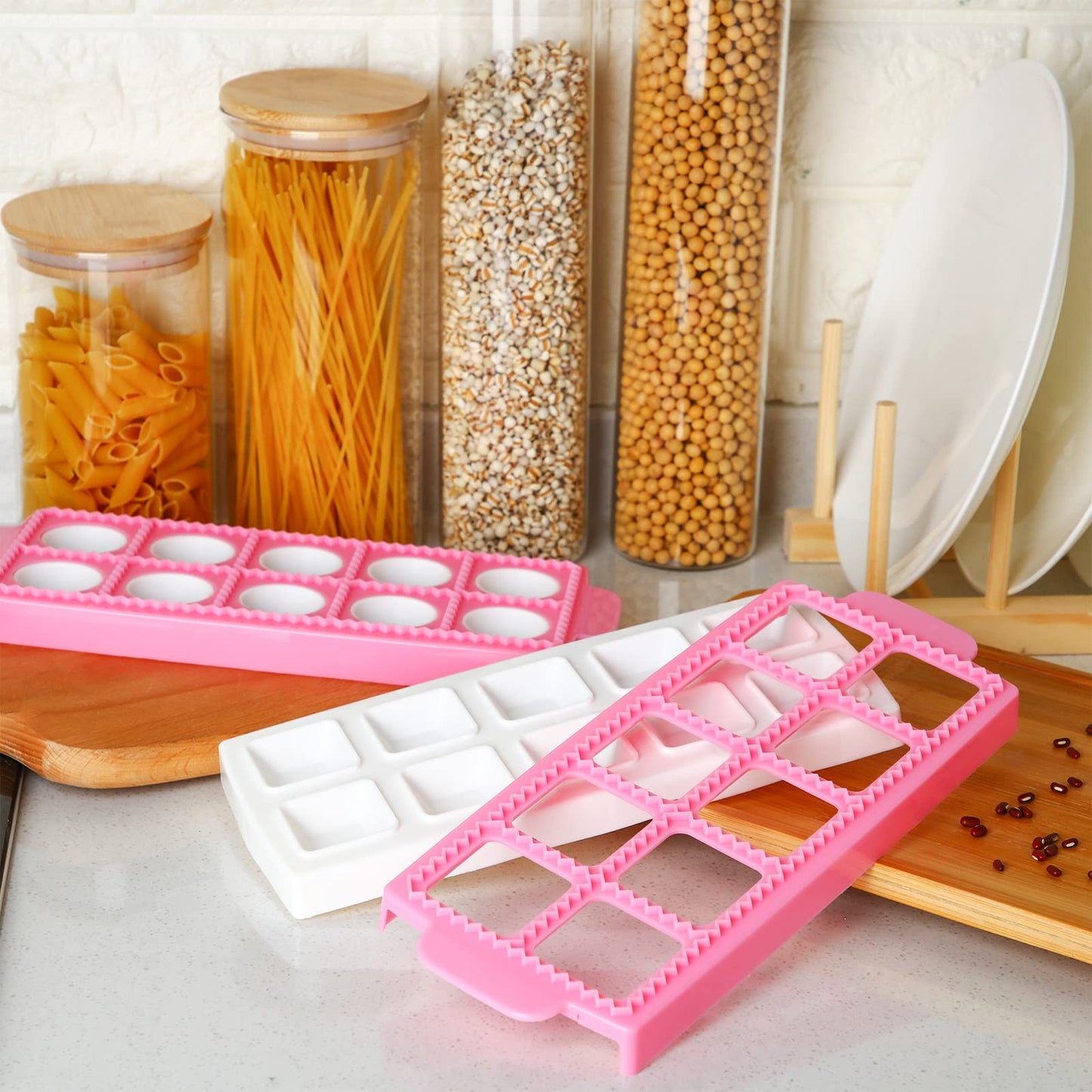 Ravioli Maker 2 Set Large Ravioli Cutter Ravioli Press Set Round Ravioli Mold and Cutter Square Ravioli Mold Ravioli Stamp for Kitchen Home Ravioli