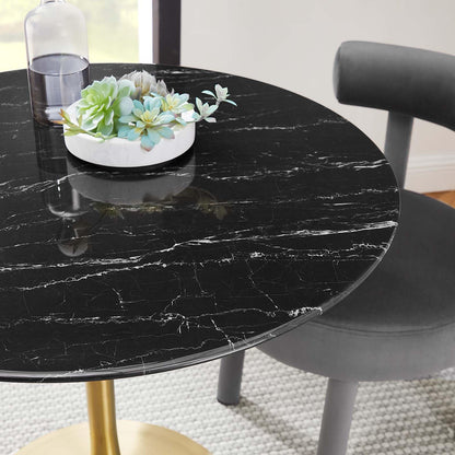 Modway Lippa Dining Table, 36", Gold Black