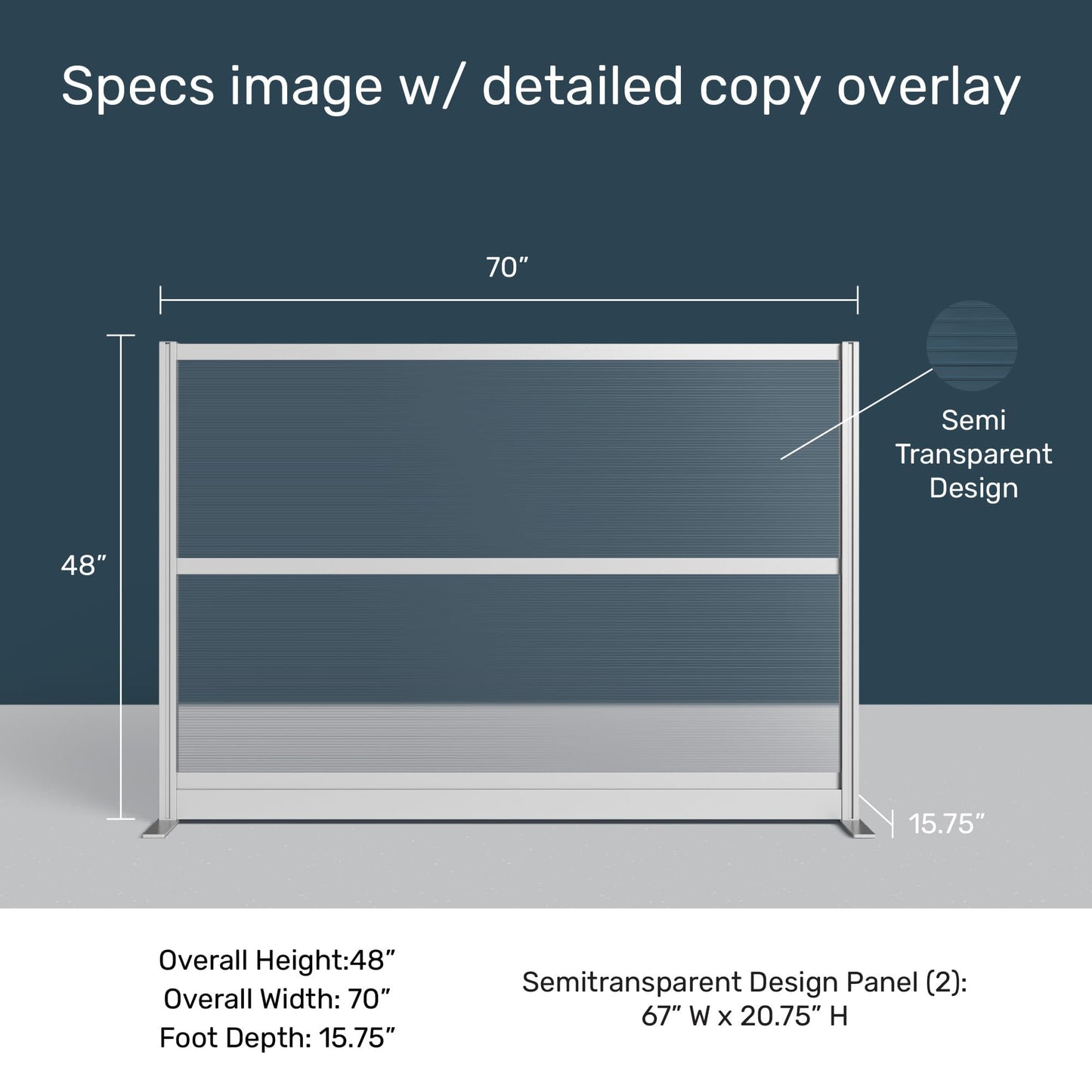 Stand Up Desk Store Aesthetic Modular Room Divider Wall | 70" W x 48" H Office Partition Walls & Cubicle Wall Dividers | Lightweight, Durable, Translucent Partition Wall Divider for Workspaces