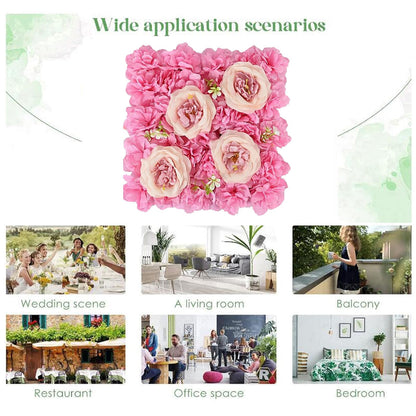 JIIPOREGJ Artificial Flowers Wall Backdrops,Easy to Install and Clean,for Outdoor Family Wedding Wall Panel Backdrop Decoration,15pcs