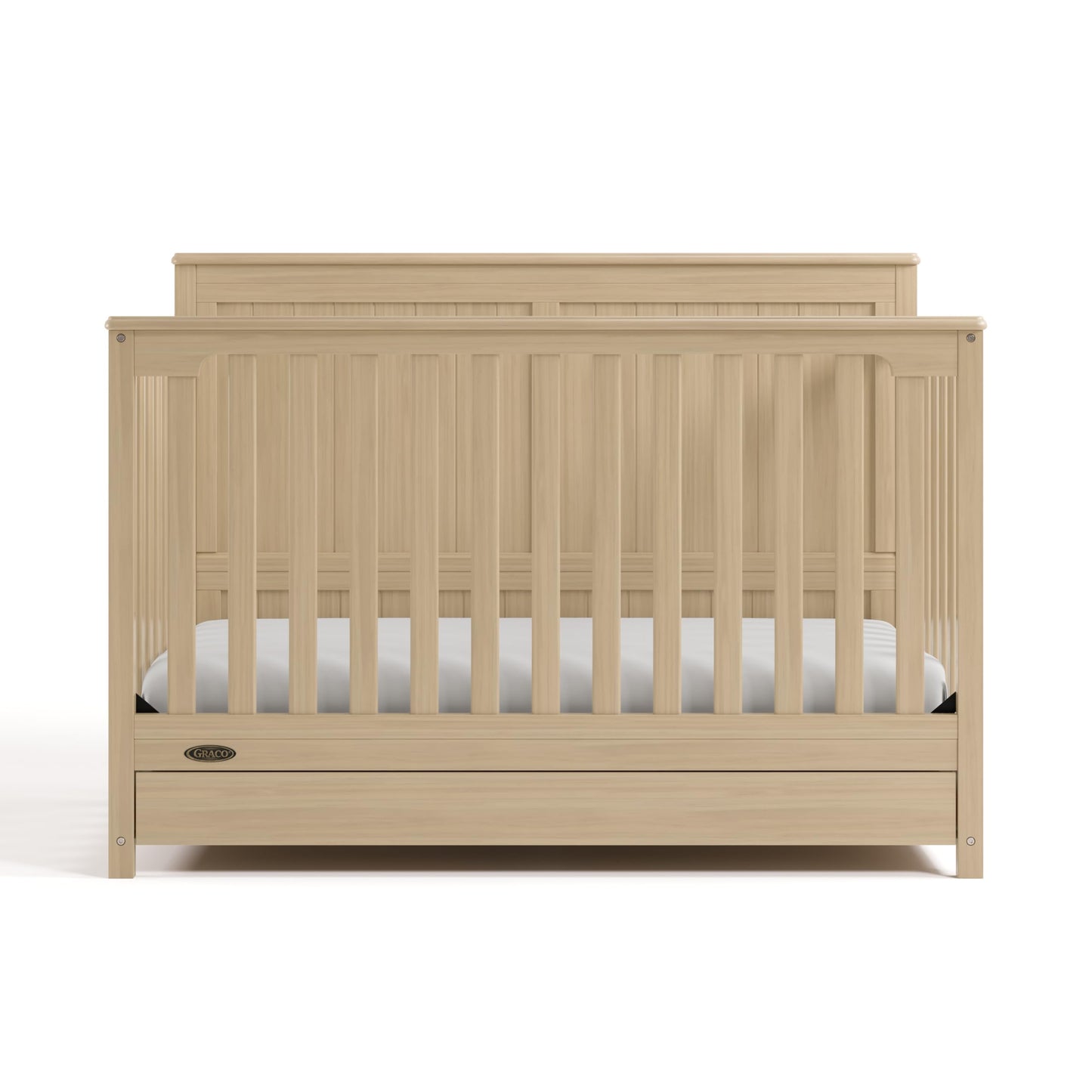 Graco Hadley 5-in-1 Convertible Crib with Drawer – GREENGUARD Gold Certified, Fits Standard Crib Mattress, Converts to Toddler Bed, Daybed and Full Bed, 4 Adjustable Mattress Heights (Driftwood)