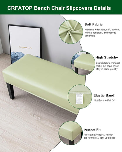 CRFATOP PU Dining Bench Slipcover Waterproof Bench Seat Cushion Covers Stretch Upholstered Bench Slipcover Removable