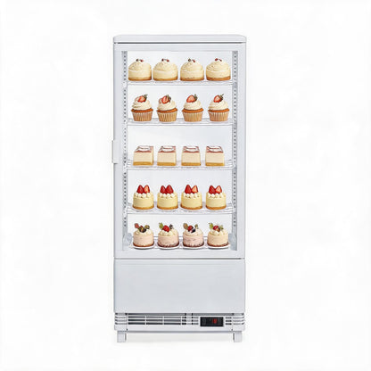 EliteEdge Refrigerated Pastry Display, 3.5 Cu. Ft. Bakery Display Case for Cakes, Pastries, Donuts, Cupcakes and Cookies, Dessert Display Refrigerator for Cafe, Bakery, Deli and Shop Counter, White