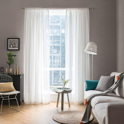 MIULEE Solid Color White Sheer Window Curtains - Elegant Voile Drapes for Bedroom & Living Room | 54 x 84 Inches